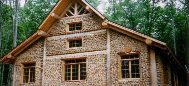 Как построить дом из дров и цемента (баня из поленьев, чурбаков и бетона)
