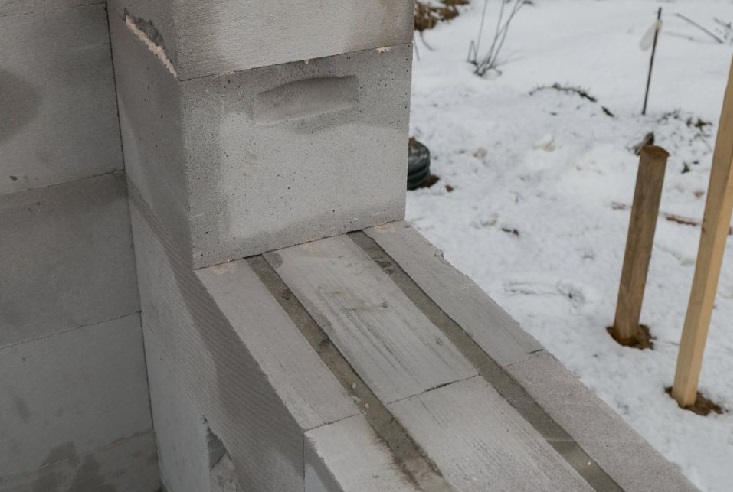 Армирование подоконного ряда газобетона