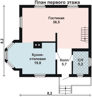 планировка дома 8 на 8