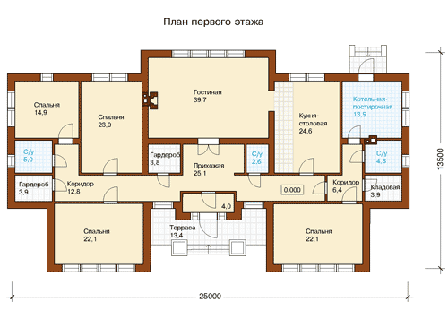 большой одноэтажный дом